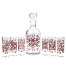 Набір подарунковий "UKRAINE Вишиванка" (Графін циліндр 500 мл чарка 60 мл 6 шт) купить в интернет магазине подарков ПраздникШоп