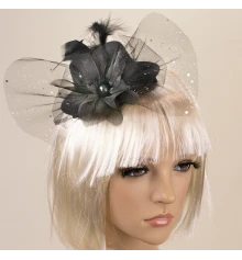 Карнавальная шляпка на заколках 14031 (черная) купить в интернет магазине подарков ПраздникШоп