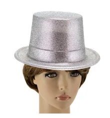 Шляпа Цилиндр блестящая (серебро) купить в интернет магазине подарков ПраздникШоп