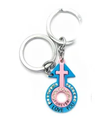 Брелоки для влюбленных (Q) «Венера и Марс» сине-розовые купить в интернет магазине подарков ПраздникШоп