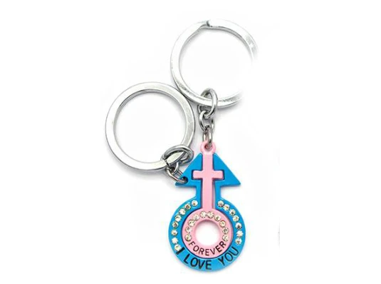 Брелоки для влюбленных (Q) «Венера и Марс» сине-розовые купить в интернет магазине подарков ПраздникШоп