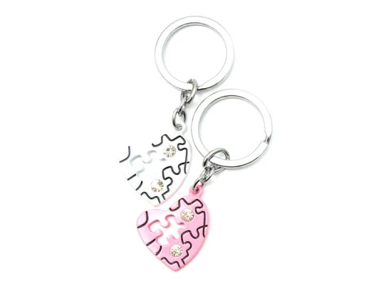 Брелоки для влюбленных (Q) «Сердца» (72) белый-розовый купить в интернет магазине подарков ПраздникШоп