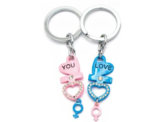 Брелоки для влюбленных (Q) «Сердечки» розовый-голубой купить в интернет магазине подарков ПраздникШоп